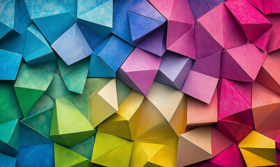 Obraz premium Vibrant Geometric Vision: Abstract Background Showcasing Lively Paper Prisms in Rich Cobalt Blue Hues Inspiration