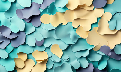 Abstract Background Bursting with Lively Paper Confetti in Turquoise Hues Creating a Playful Visual Celebration