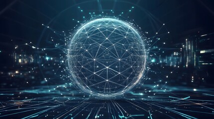 Fototapeta premium Digital sphere constructed with network connections and futuristic background