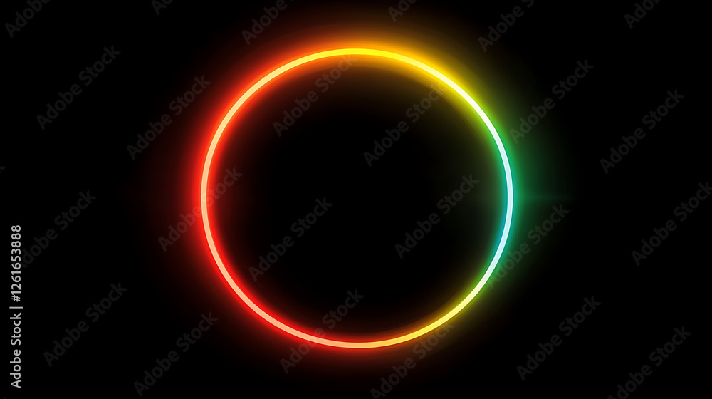 Poster gradient circle neon glow effect with vibrant colors on a dark background graphic element design