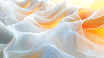 Obraz premium Abstract Wave of Light and Shadow Serene White and Orange Fabric Texture