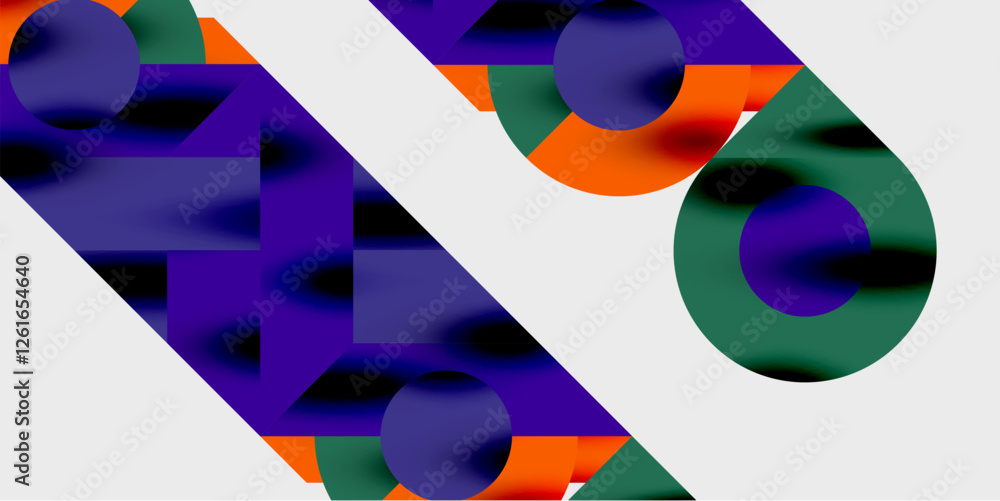 Aufkleber Modern abstract background featuring circles, lines, and triangles in a dynamic geometric composition. Perfect for stylish, tech, or creative-themed designs