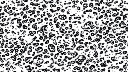 High Contrast Faux Animal Print Furry Textile with Detailed Textured Spots in Black and White Shades