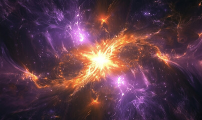 Abstract Fractal Design Featuring Glowing Lavender and Orange Hues, Creating Mesmerizing Patterns for Digital Artwork