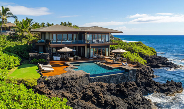 Modern oceanfront hideaway with elegant design and sophisticated ambiance, offering a secluded coastal retreat experience