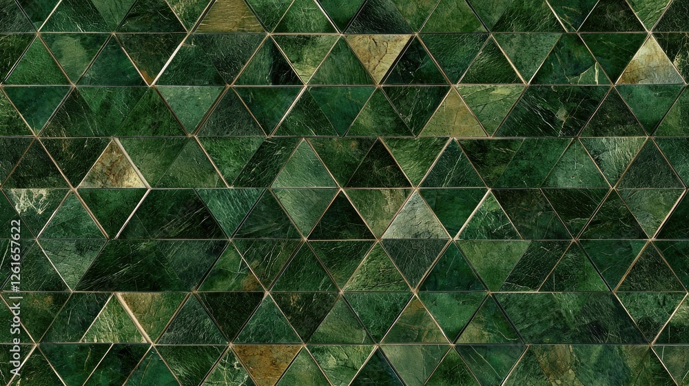 Poster green triangular mosaic pattern with textured stone tiles