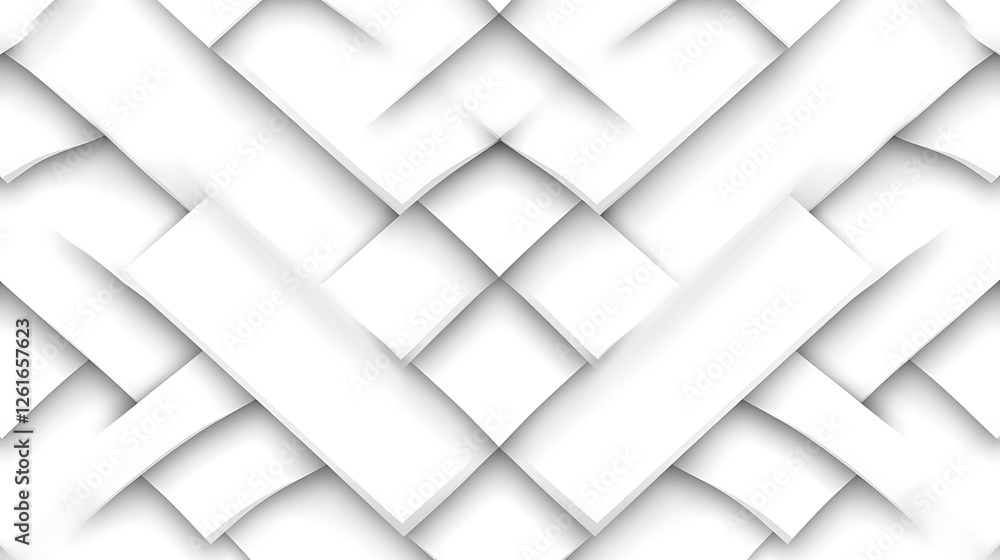 Poster interlocking white geometric shapes background creating a textured visual design with subtle shadows