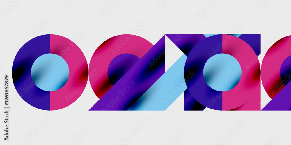 Aufkleber Detailed composition of circles, semicircles, and triangles with glossy effects and smooth gradients. A sleek and modern vector design for creative and tech-inspired projects