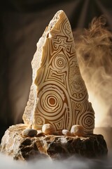 Delectable Rock-Carved Dessert Featuring Intricate Patterns
