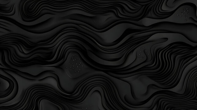 Intricate Topographic Contours Black Layered Terrain Abstract Relief Landscape Design Dark Surface