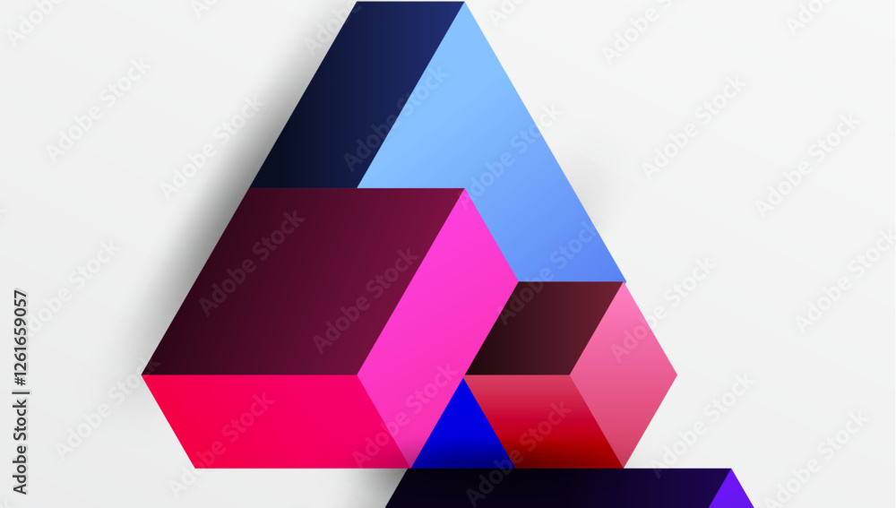 Poster Sleek abstract design featuring isometric 3D blocks in a clean, modern composition. Perfect for tech-inspired themes, with vibrant colors and geometric precision