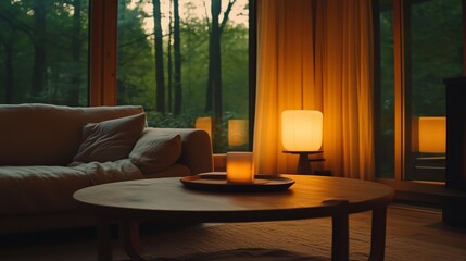 Modern living room with clean, minimal design and natural light, embodying simplicity and elegance.