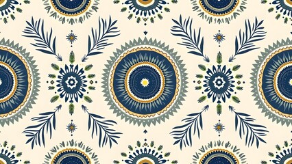Fototapeta premium Bohemian Mandala and Fern Pattern for Fashion Fabrics, Wallpapers