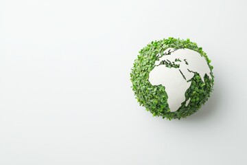 Sustainable world green earth model nature conceptual art minimalistic environment aerial view environmental awareness