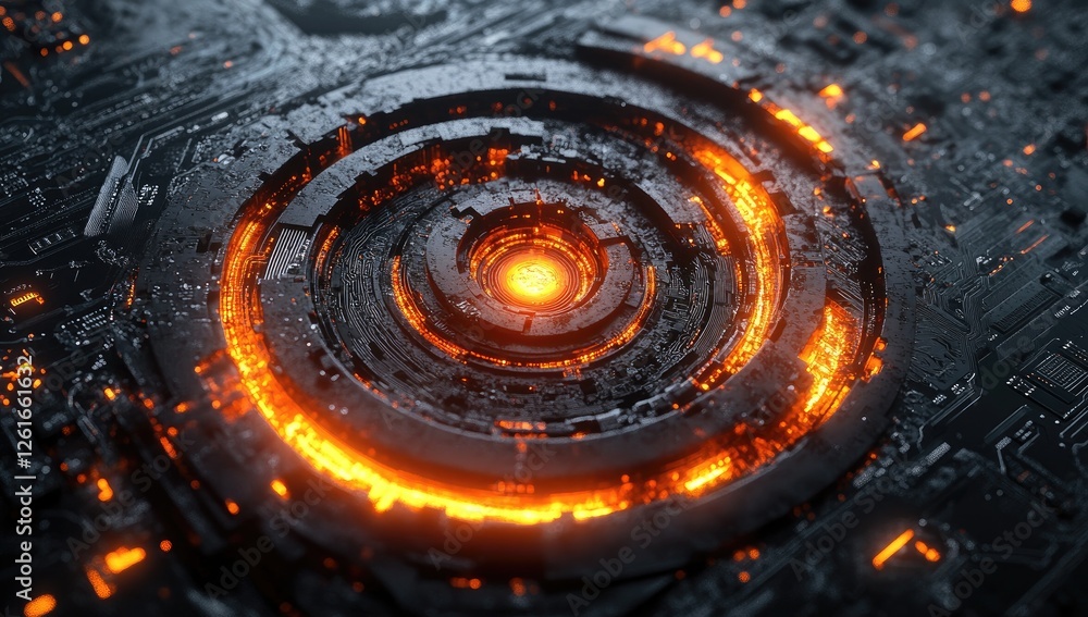 Poster Abstract Circuitry with Fiery Core,  Technological Design