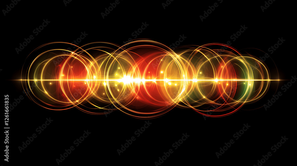 Poster luminous rings interplay of light in concentric patterns on a dark backdrop for modern design