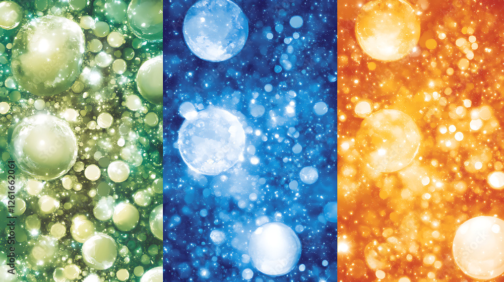 Aufkleber luminous spheres in gradient hues a kaleidoscope of orbs in emerald azure and amber tones display