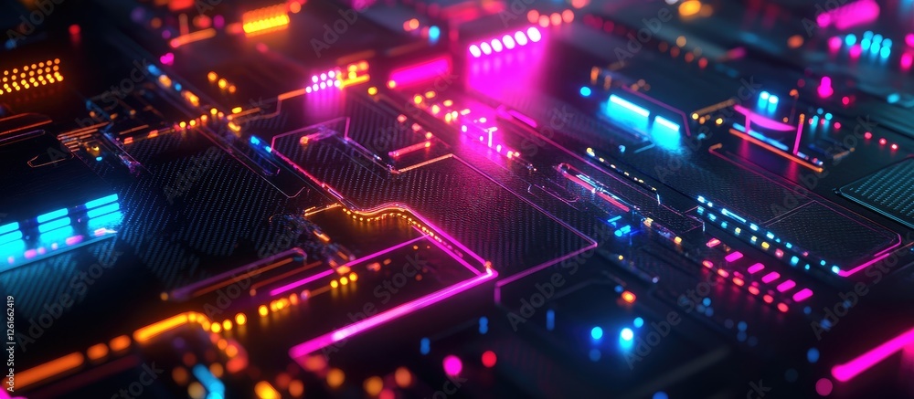 Poster futuristic circuit board network