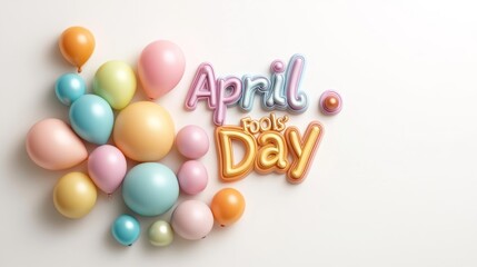 Colorful Balloons for April Fools' Day with Playful Text. Generative AI