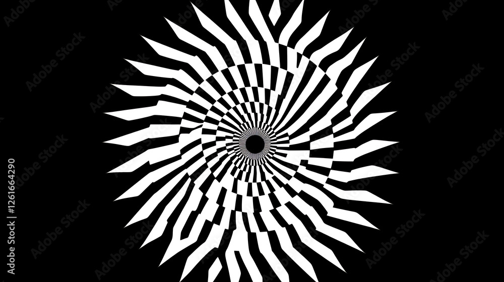 Poster mesmerizing black and white whirlpool optical illusion with spiraling vortex pattern design