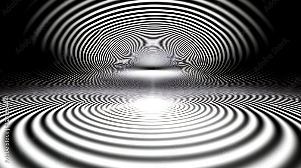 Poster mesmerizing optical illusion hallway with concentric circles creating a visual depth perspective
