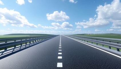Fototapeta premium Empty highway stretches into horizon on a sunny day