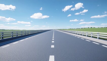 Fototapeta premium Empty highway stretches into sunny countryside