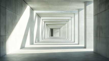 Fototapeta premium Modern warehouse interior with clean lines and open space, showcasing industrial simplicity and functional design.