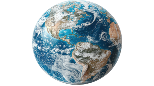 The Blue Marble: A stunning, photorealistic depiction of planet Earth, showcasing the vibrant blue oceans, swirling cloud formations, and diverse landmasses of our home planet. - Powered by Adobe
