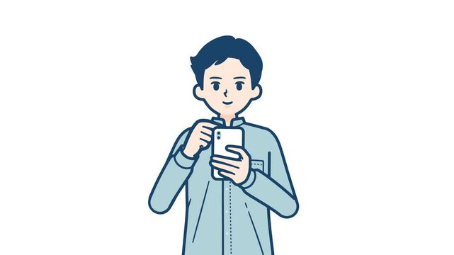 stand collar shirt man_smartphone screen tap_with alpha channel.mov