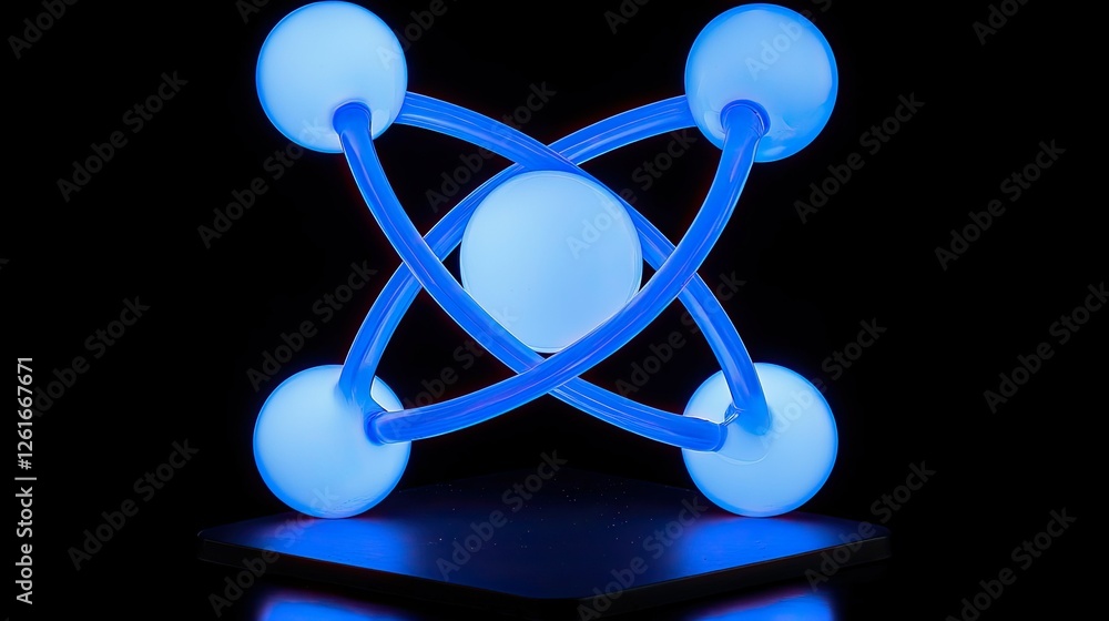 Aufkleber abstract blue molecular structure with glowing elements and background