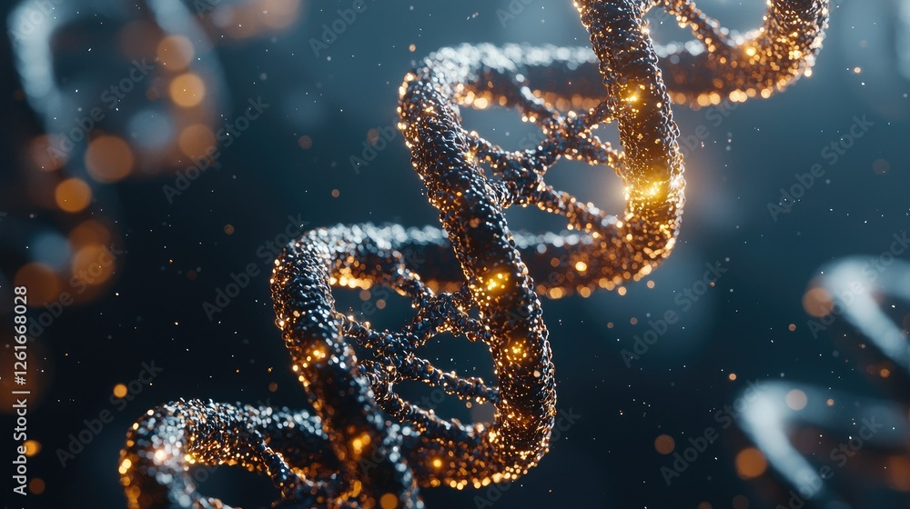 Aufkleber detailed close-up of a glittering dna helix structure and pattern