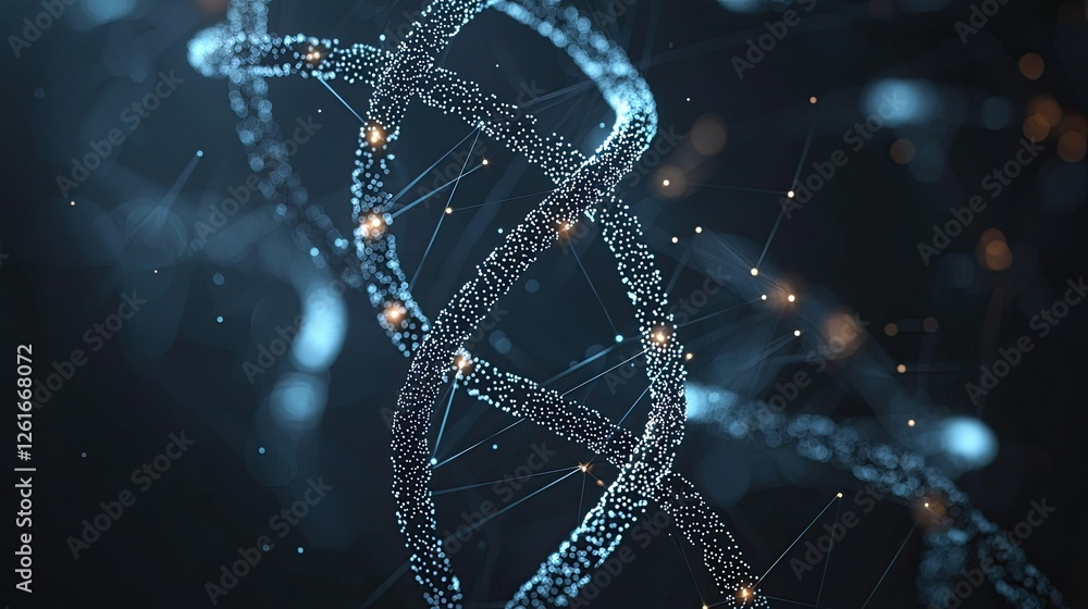 Aufkleber abstract dna helix structure with glowing particles and lights