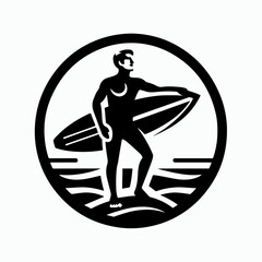 vector illustration of people surfing on the beach
