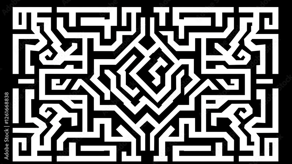 Aufkleber ornate black and white patterned maze design visual graphic representation complex puzzle challenge 