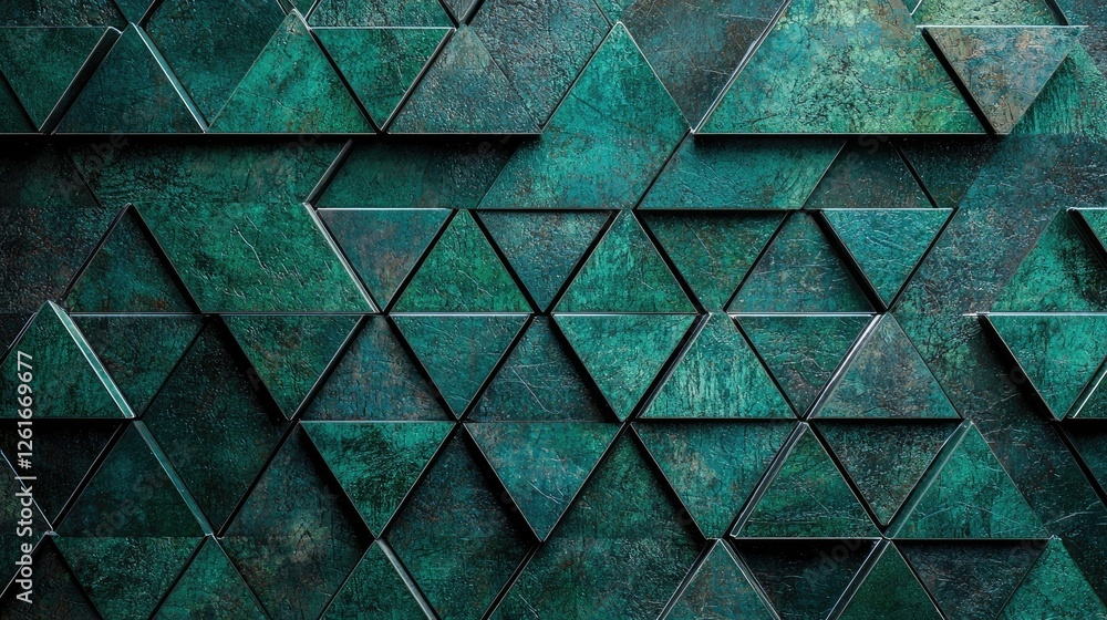 Aufkleber geometric triangular patterns in rich green textures and tones