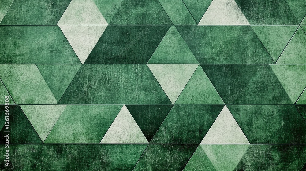 Aufkleber geometric green triangles with textured background for design use