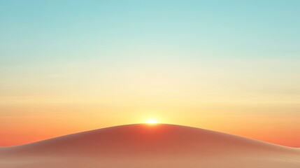 Obraz premium Serene sunrise over rolling sand dunes, casting warm hues across the tranquil desert landscape