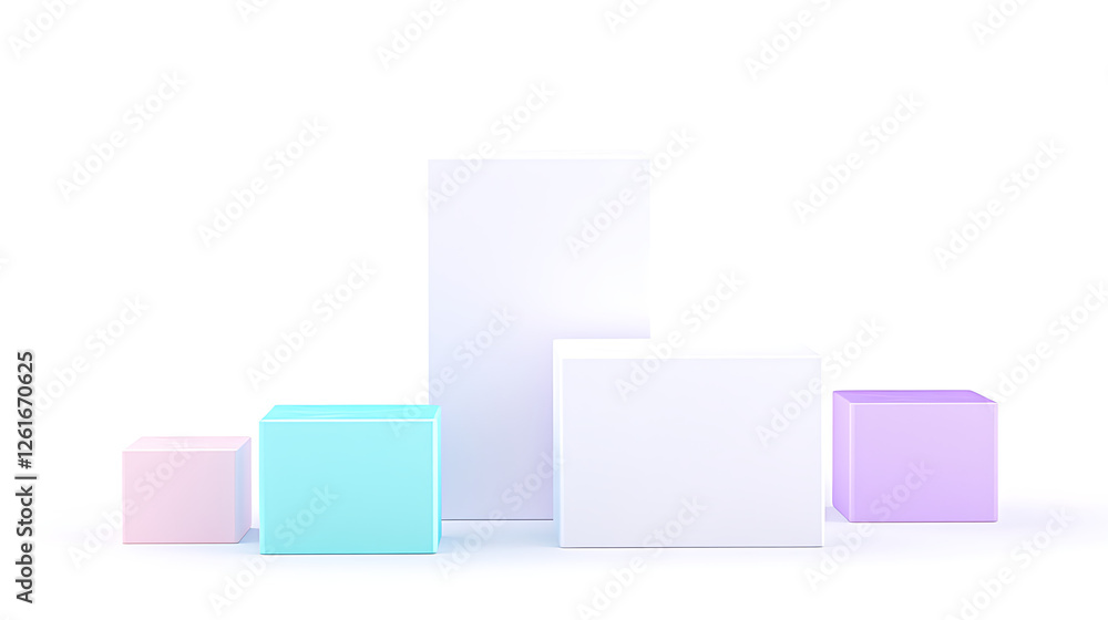 Poster pastel blocks display podium product presentation showcase 3d rendering abstract background