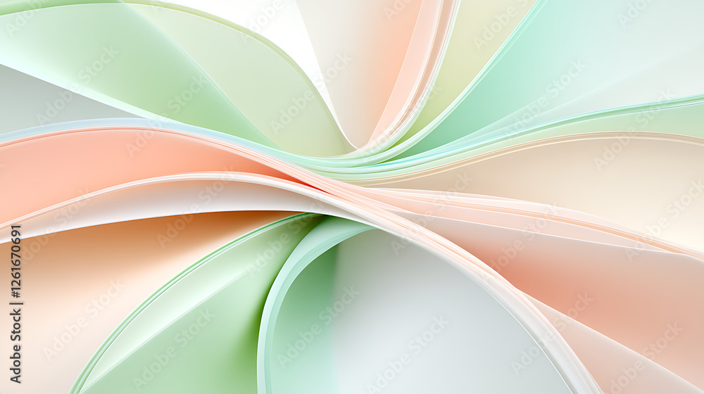 Aufkleber pastel colored abstract layers in soft light and delicate curvature with subtle gradients design