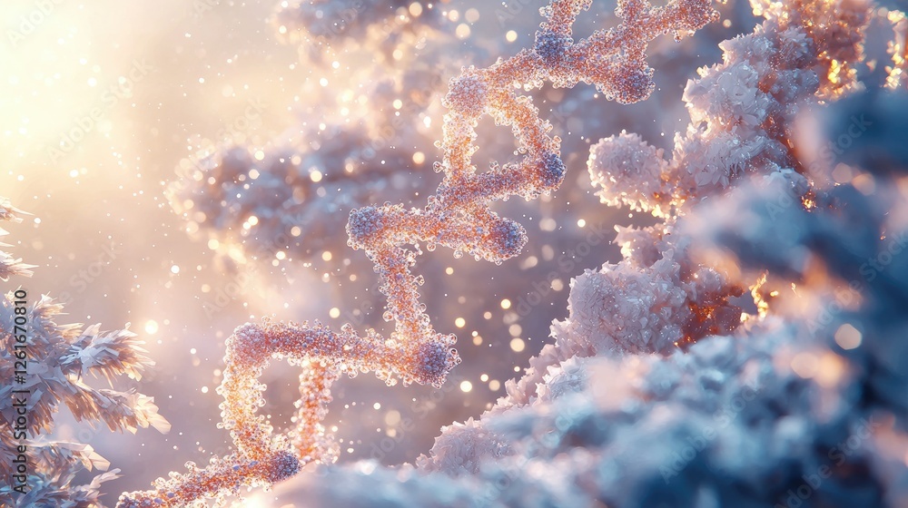 Aufkleber intricate dna helix structure with sparkling background effects