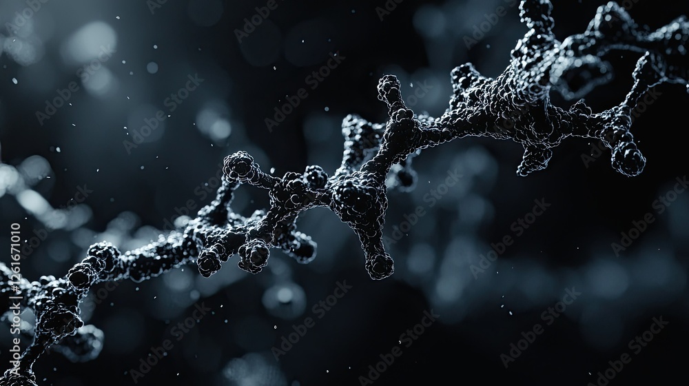 Poster abstract representation of molecular structures with black background