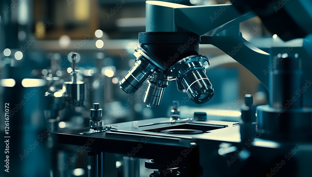 Poster Focused microscope in a modern laboratory setting