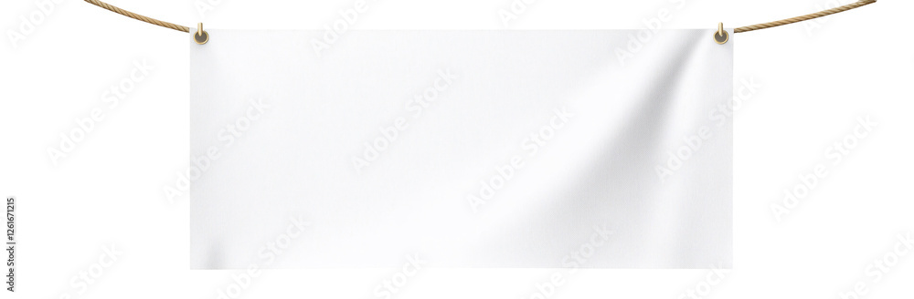 Poster clean white towel hanging: a pristine white towel hangs from a rustic rope, creating a simple yet el