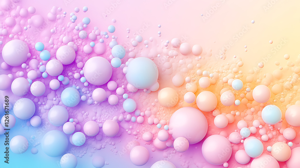 Poster pastel spheres delight abstract colorful artistic background rendering visualization ninety two char