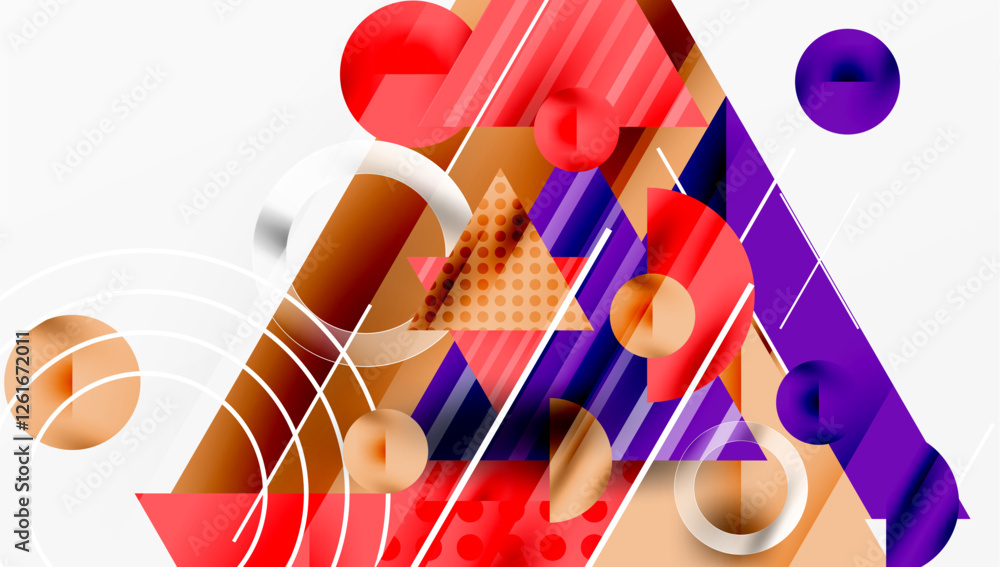 Poster Sleek abstract background - layered triangles with vibrant gradient tones. Semi-transparent shapes add depth and contemporary aesthetic