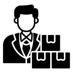 Supplier or wholesaler icon with person and box