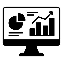 Statistics icons in the form of graphs are displayed on the desktop computer screen.