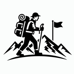 vector illustration of a person climbing a mountain