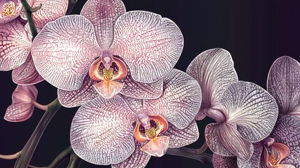 Exquisite Orchid Blooms in Soft Pink Hues with Detailed Patterns